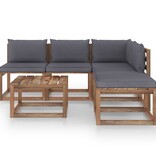 VidaXL 6-delige Loungeset pallet met kussens geïmpregneerd grenenhout