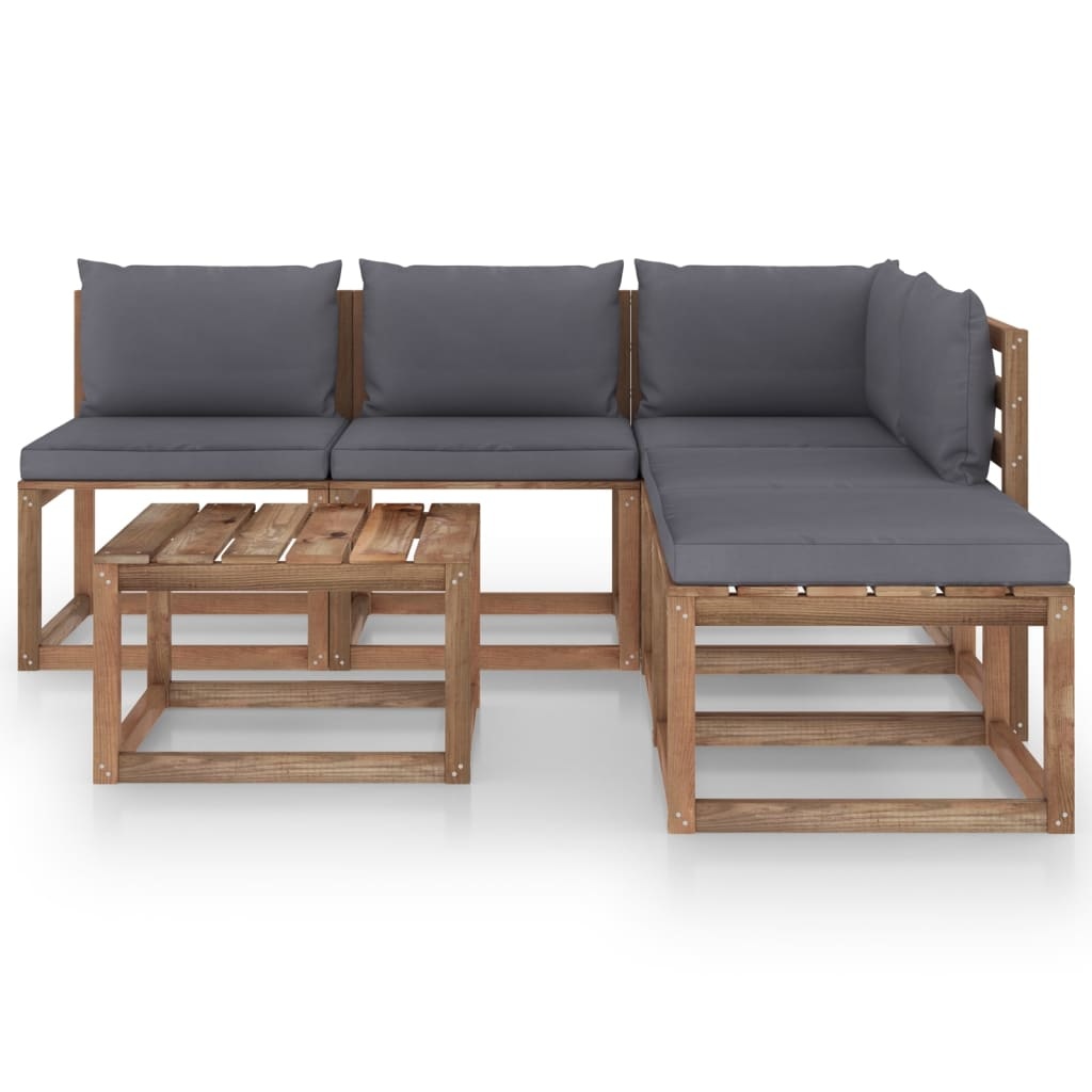 VidaXL 6-delige Loungeset pallet met kussens geïmpregneerd grenenhout
