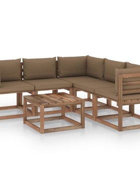 VidaXL 6-delige Loungeset met taupe kussens geïmpregneerd grenenhout
