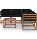 VidaXL 6-delige Loungeset met zwarte kussens geïmpregneerd grenenhout