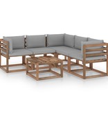 VidaXL 6-delige Loungeset met grijze kussens geïmpregneerd grenenhout