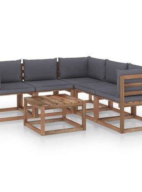 VidaXL 6-delige Loungeset met antracietkleurige kussens grenenhout