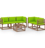 VidaXL 6-delige Loungeset met heldergroene kussens