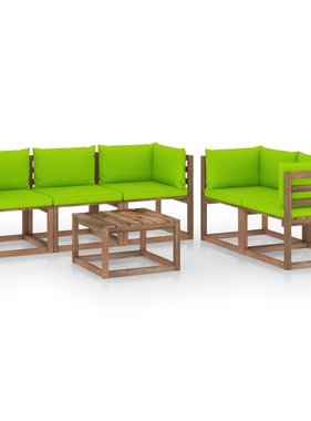 VidaXL 6-delige Loungeset met heldergroene kussens