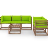 VidaXL 6-delige Loungeset met heldergroene kussens