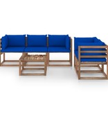 VidaXL 6-delige Loungeset met blauwe kussens