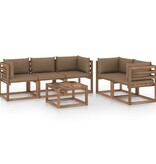 VidaXL 6-delige Loungeset met taupe kussens