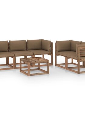 VidaXL 6-delige Loungeset met taupe kussens