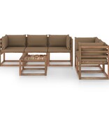 VidaXL 6-delige Loungeset met taupe kussens