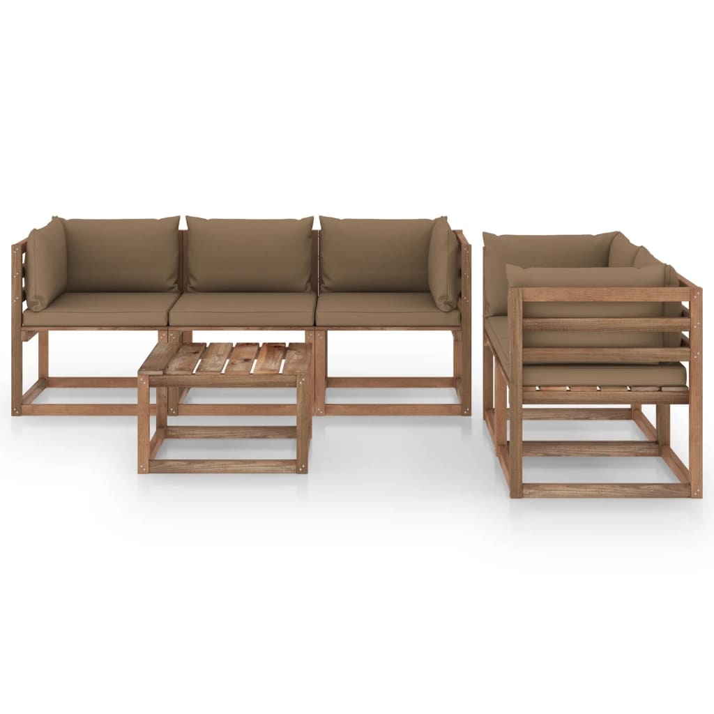 VidaXL 6-delige Loungeset met taupe kussens