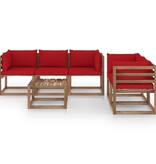 VidaXL 6-delige Loungeset met rode kussens
