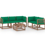VidaXL 6-delige Loungeset met groene kussens