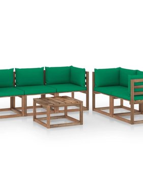 VidaXL 6-delige Loungeset met groene kussens