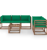 VidaXL 6-delige Loungeset met groene kussens