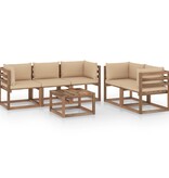 VidaXL 6-delige Loungeset met beige kussens