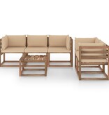 vidaXL 6-delige Loungeset met beige kussens