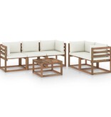 VidaXL 6-delige Loungeset met crèmekleurige kussens