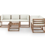 VidaXL 6-delige Loungeset met crèmekleurige kussens