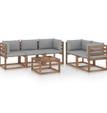 VidaXL 6-delige Loungeset met grijze kussens