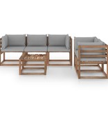 VidaXL 6-delige Loungeset met grijze kussens