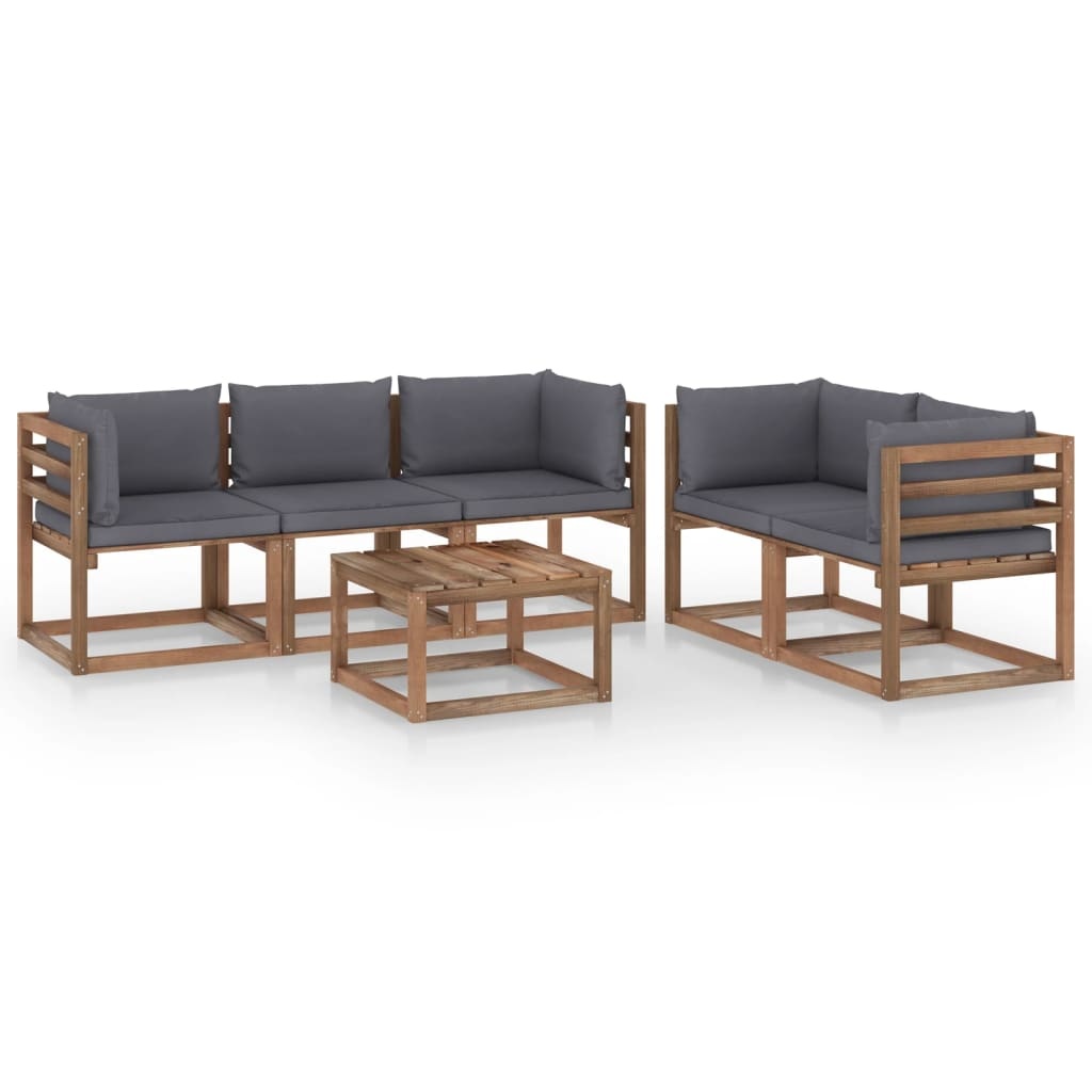VidaXL 6-delige Loungeset met antracietkleurige kussens