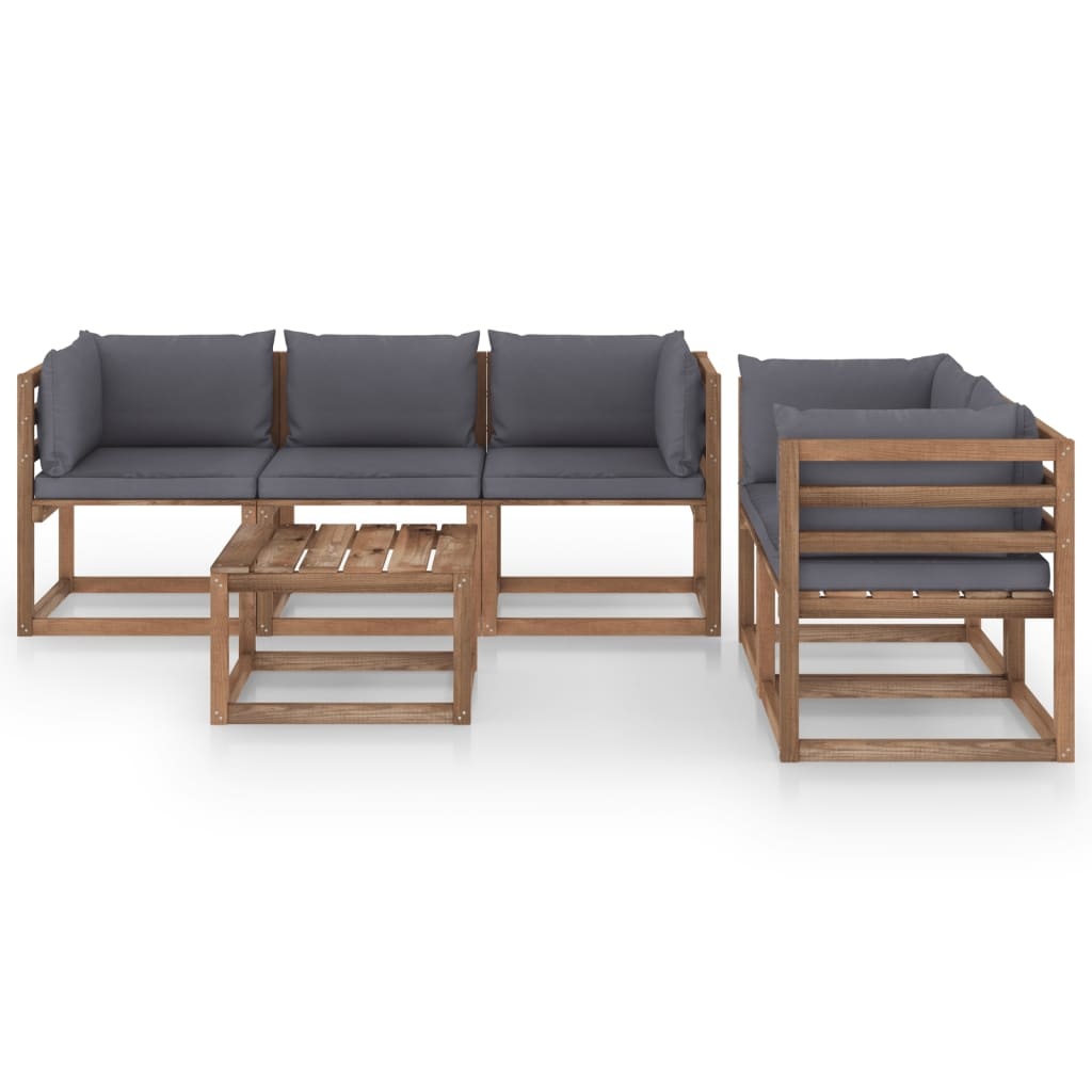 VidaXL 6-delige Loungeset met antracietkleurige kussens