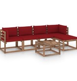 VidaXL 6-delige Loungeset met wijnrode kussens