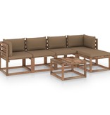 VidaXL 6-delige Loungeset met taupe kussens