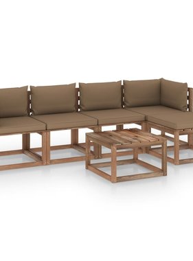 VidaXL 6-delige Loungeset met taupe kussens