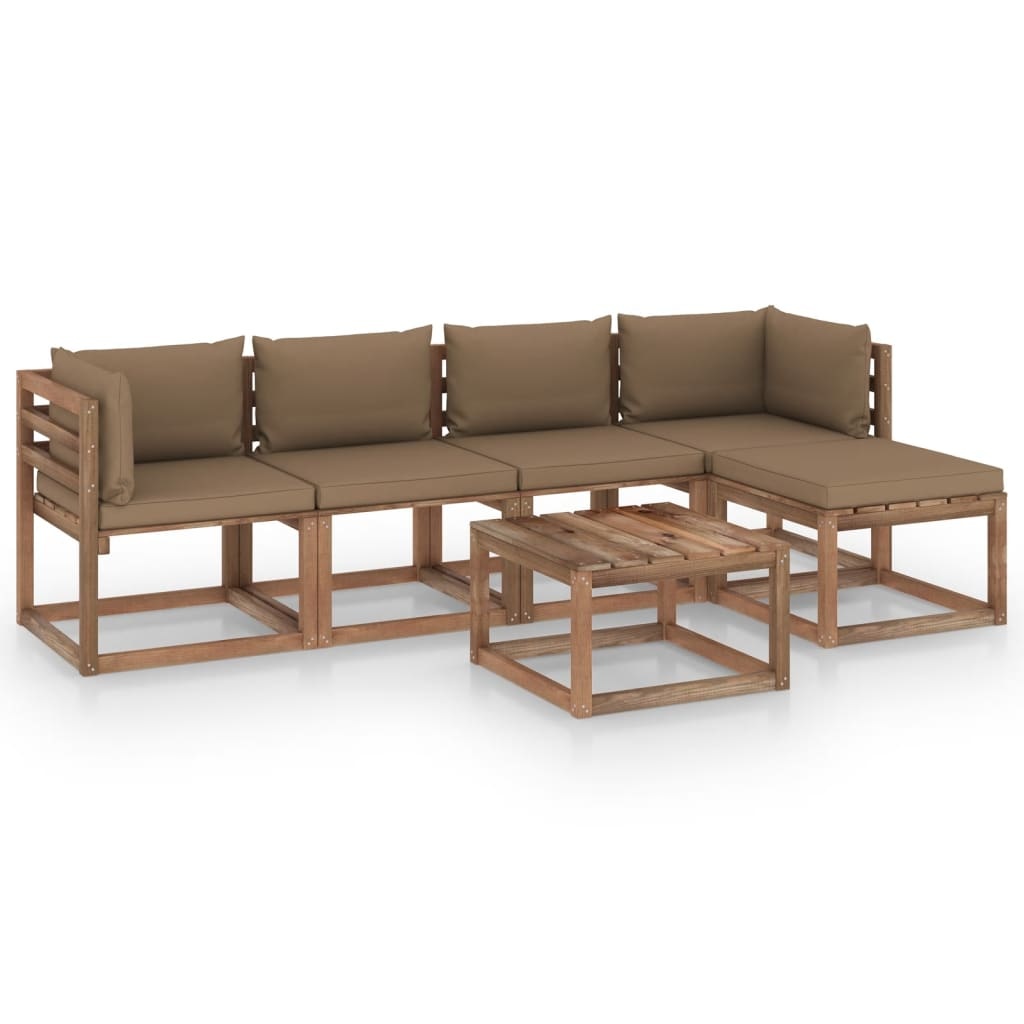 VidaXL 6-delige Loungeset met taupe kussens