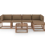 VidaXL 6-delige Loungeset met taupe kussens