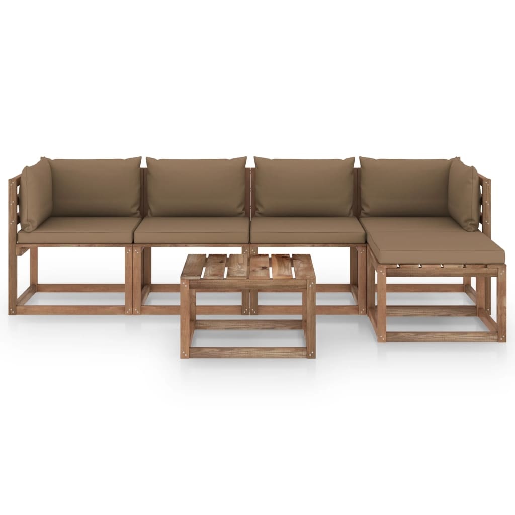 VidaXL 6-delige Loungeset met taupe kussens