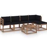 VidaXL 6-delige Loungeset met zwarte kussens