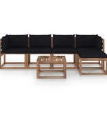 VidaXL 6-delige Loungeset met zwarte kussens