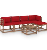 VidaXL 6-delige Loungeset met rode kussens