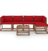 VidaXL 6-delige Loungeset met rode kussens
