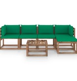 VidaXL 8-delige Loungeset met groene kussens