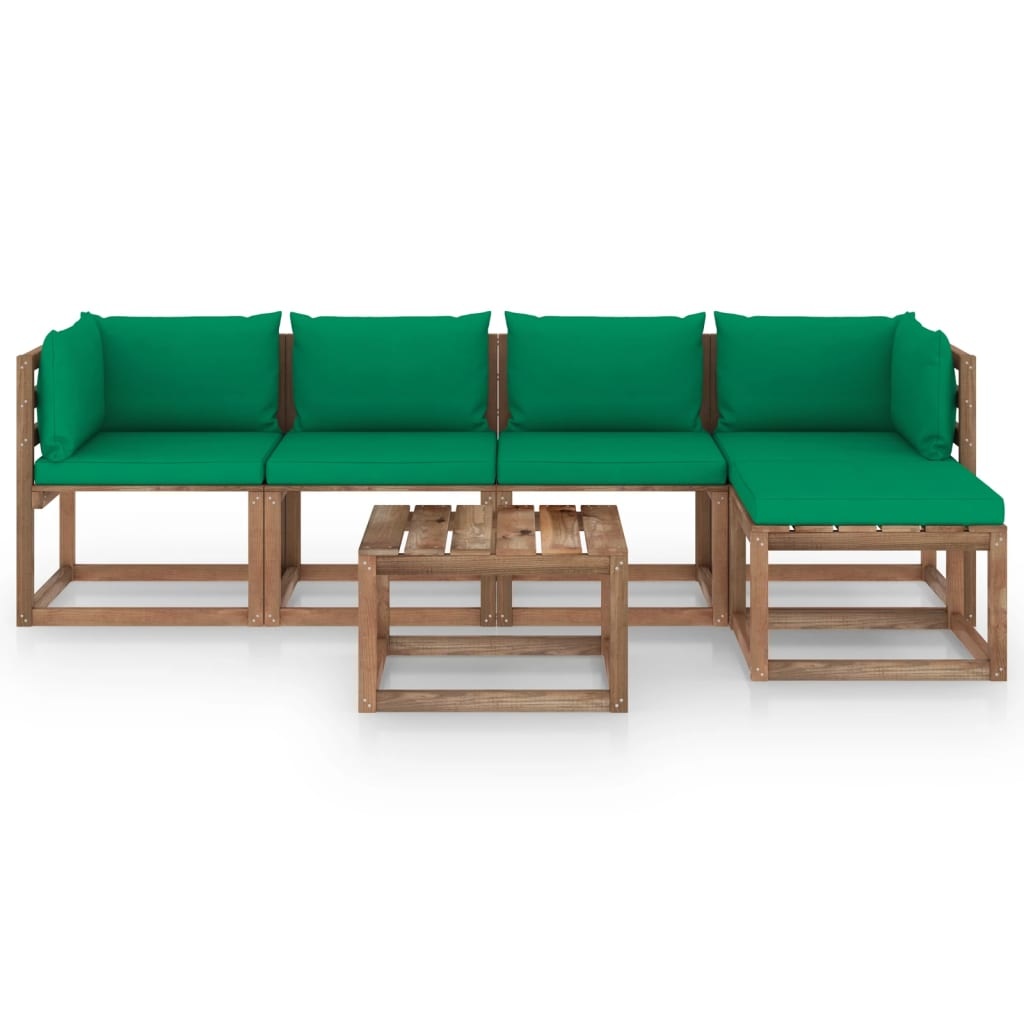 VidaXL 8-delige Loungeset met groene kussens