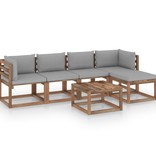 VidaXL 6-delige Loungeset met grijze kussens