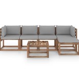 VidaXL 6-delige Loungeset met grijze kussens