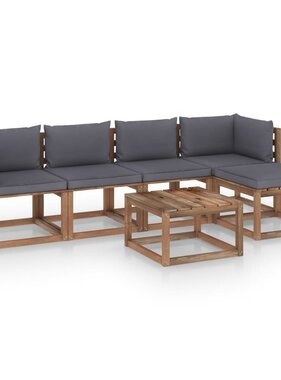 VidaXL 6-delige Loungeset met antracietkleurige kussens