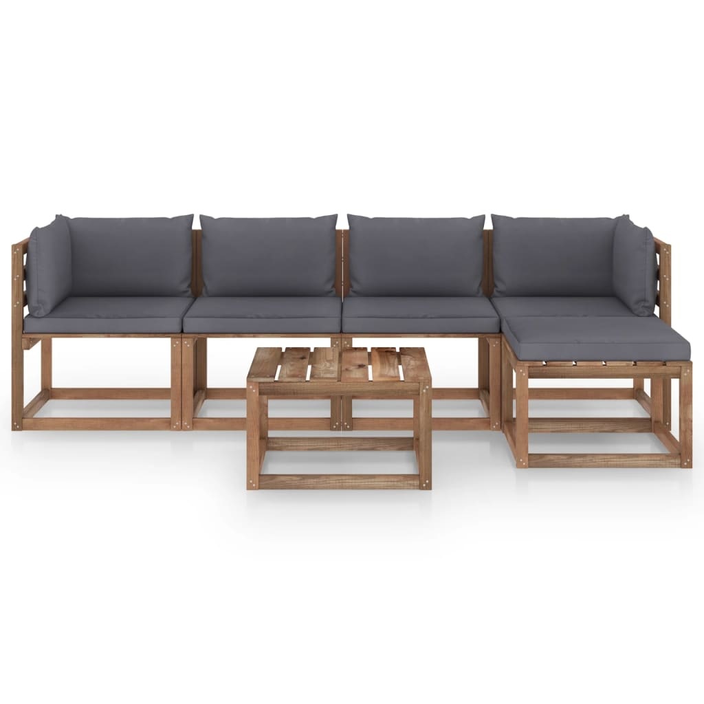 VidaXL 6-delige Loungeset met antracietkleurige kussens