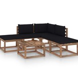 VidaXL 6-delige Loungeset met zwarte kussens