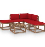 VidaXL 6-delige Loungeset met rode kussens