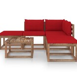VidaXL 6-delige Loungeset met rode kussens