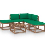 VidaXL 6-delige Loungeset met groene kussens