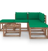 VidaXL 6-delige Loungeset met groene kussens