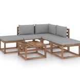 VidaXL 6-delige Loungeset met grijze kussens