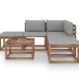 VidaXL 6-delige Loungeset met grijze kussens
