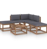 VidaXL 6-delige Loungeset met antracietkleurige kussens